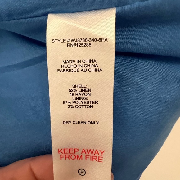 Jason Wu Linen Cropped Blazer Pant Suit Braided Trim Blue Women Size 1… - Picture 11 of 16